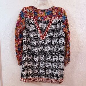 Tolani mixed print silk boho elephant tunic